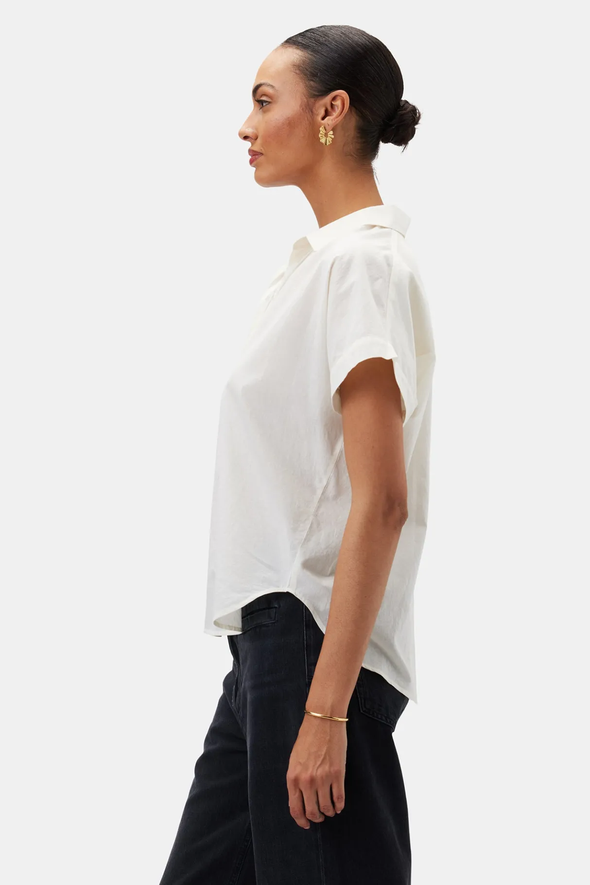 Amour Vert Renata Full Placket Blouse Ivory Outlet