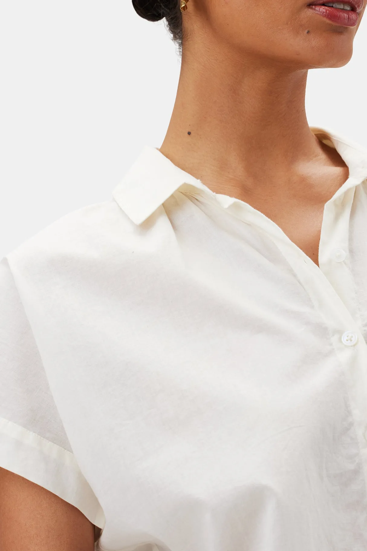 Amour Vert Renata Full Placket Blouse Ivory Outlet
