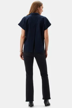 Amour Vert Renata Full Placket Blouse NavyBlue Best