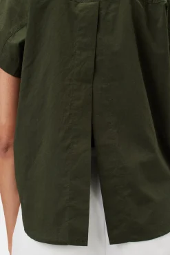 Amour Vert Renata Full Placket Blouse OliveGreen Best