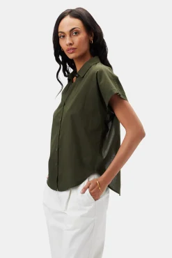 Amour Vert Renata Full Placket Blouse OliveGreen Best
