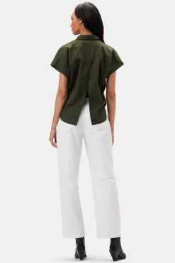 Amour Vert Renata Full Placket Blouse OliveGreen Best