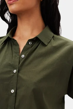 Amour Vert Renata Full Placket Blouse OliveGreen Best