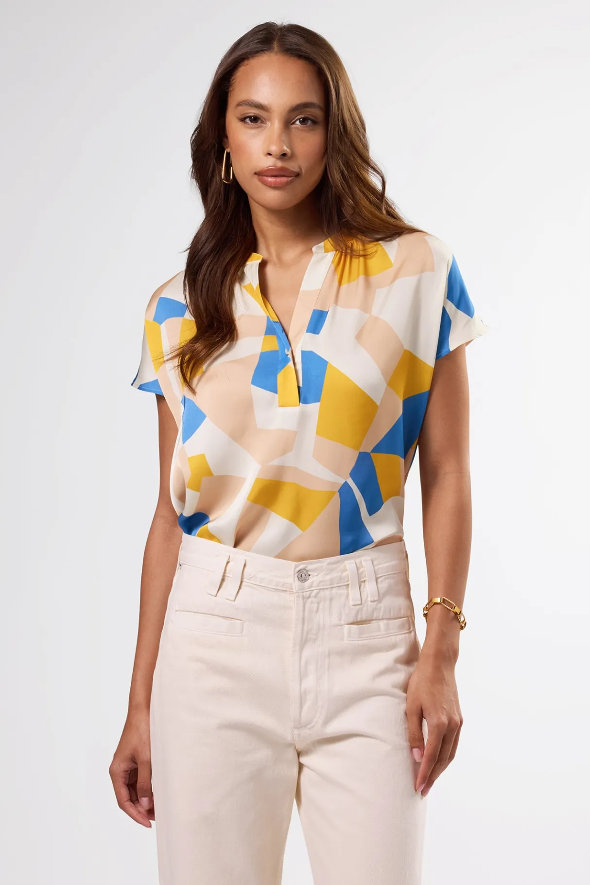 Amour Vert Renata Recycled Sateen Blouse SoniaIndigoBlueMulti Online