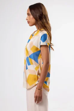 Amour Vert Renata Recycled Sateen Blouse SoniaIndigoBlueMulti Online