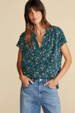 Amour Vert Renata Washable Silk Blouse ChloeGreenFloralPrint Fashion