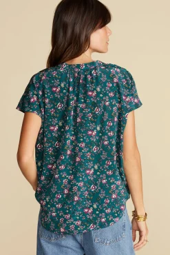 Amour Vert Renata Washable Silk Blouse ChloeGreenFloralPrint Fashion