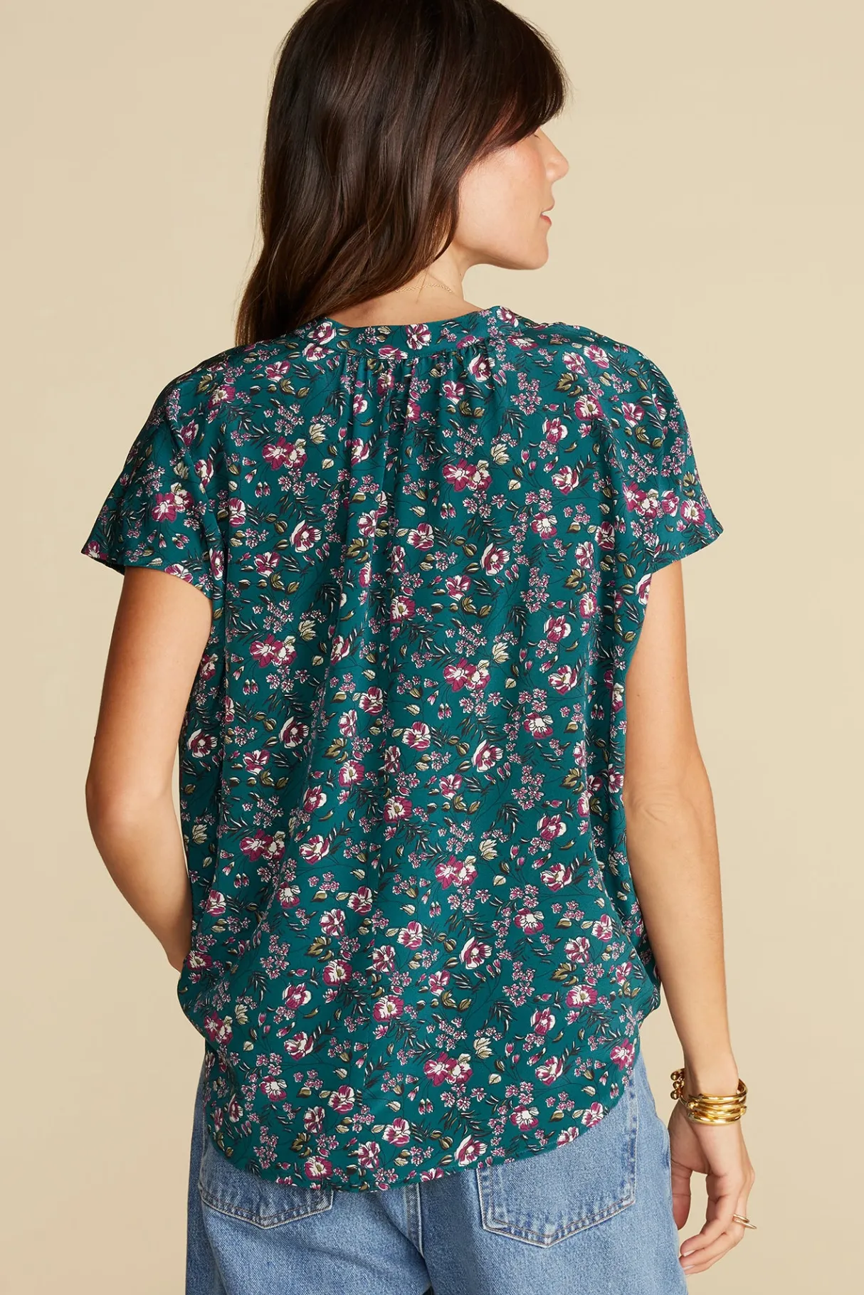 Amour Vert Renata Washable Silk Blouse ChloeGreenFloralPrint Fashion