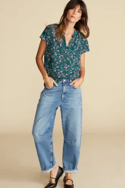 Amour Vert Renata Washable Silk Blouse ChloeGreenFloralPrint Fashion