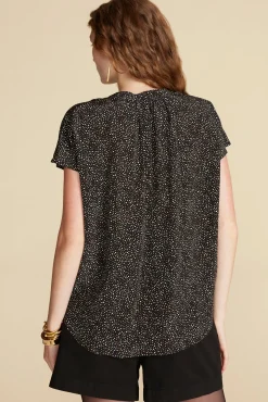 Amour Vert Renata Washable Silk Blouse ChamonixBlackandWhitePrint Fashion