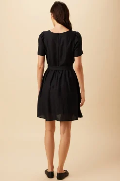 Amour Vert Ria Ramie Viscose Dress Black New