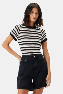 Amour Vert Rosario Crochet Top BlackWhiteMultiStripe Outlet