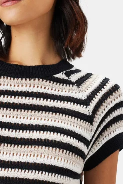 Amour Vert Rosario Crochet Top BlackWhiteMultiStripe Outlet