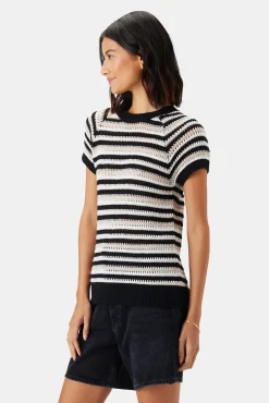 Amour Vert Rosario Crochet Top BlackWhiteMultiStripe Outlet