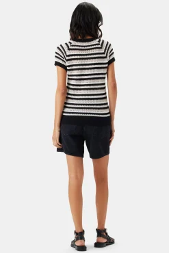 Amour Vert Rosario Crochet Top BlackWhiteMultiStripe Outlet