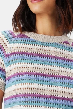 Amour Vert Rosario Crochet Top AquaBlueMultiStripe Clearance
