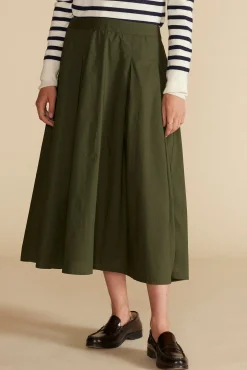 Amour Vert Roselle Pleated Poplin Skirt OliveGreen Online