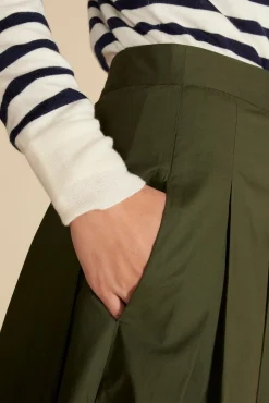 Amour Vert Roselle Pleated Poplin Skirt OliveGreen Online