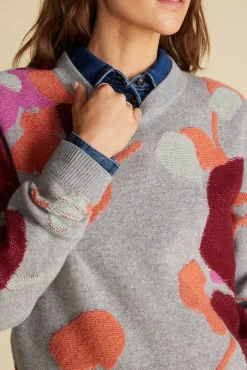 Amour Vert Rowan Jacquard Crew Neck Sweater GreyPenseePrint Online