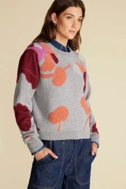 Amour Vert Rowan Jacquard Crew Neck Sweater GreyPenseePrint Online