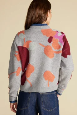 Amour Vert Rowan Jacquard Crew Neck Sweater GreyPenseePrint Online
