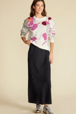 Amour Vert Rowan Jacquard Crew Neck Sweater IvoryPenseePrint Sale