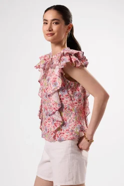 Amour Vert Ruffle Sleeve Top MarseilleRed Hot