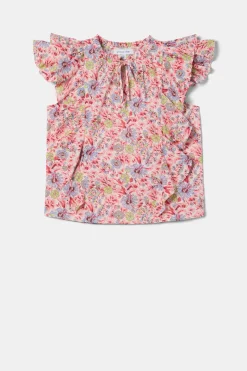 Amour Vert Ruffle Sleeve Top MarseilleRed Hot