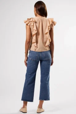 Amour Vert Ruffle Sleeve Top Biscotti Hot