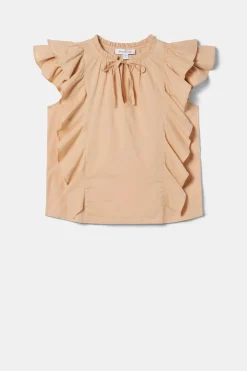 Amour Vert Ruffle Sleeve Top Biscotti Hot