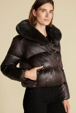Amour Vert Save the Duck Mireille Puffer Jacket BrownBlack New