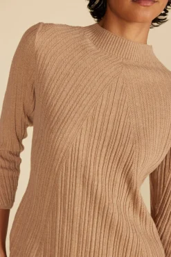 Amour Vert Sidony Mini Sweater Dress Camel Outlet