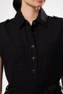 Amour Vert Sienna Cotton Linen Jumpsuit Black Best