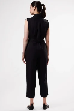 Amour Vert Sienna Cotton Linen Jumpsuit Black Best