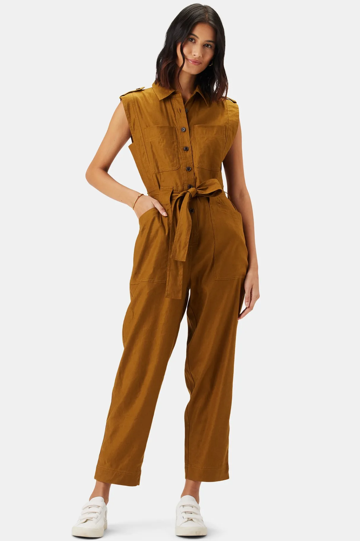 Amour Vert Sienna Femme Fete Stretch Jumpsuit SpiceBrown Sale
