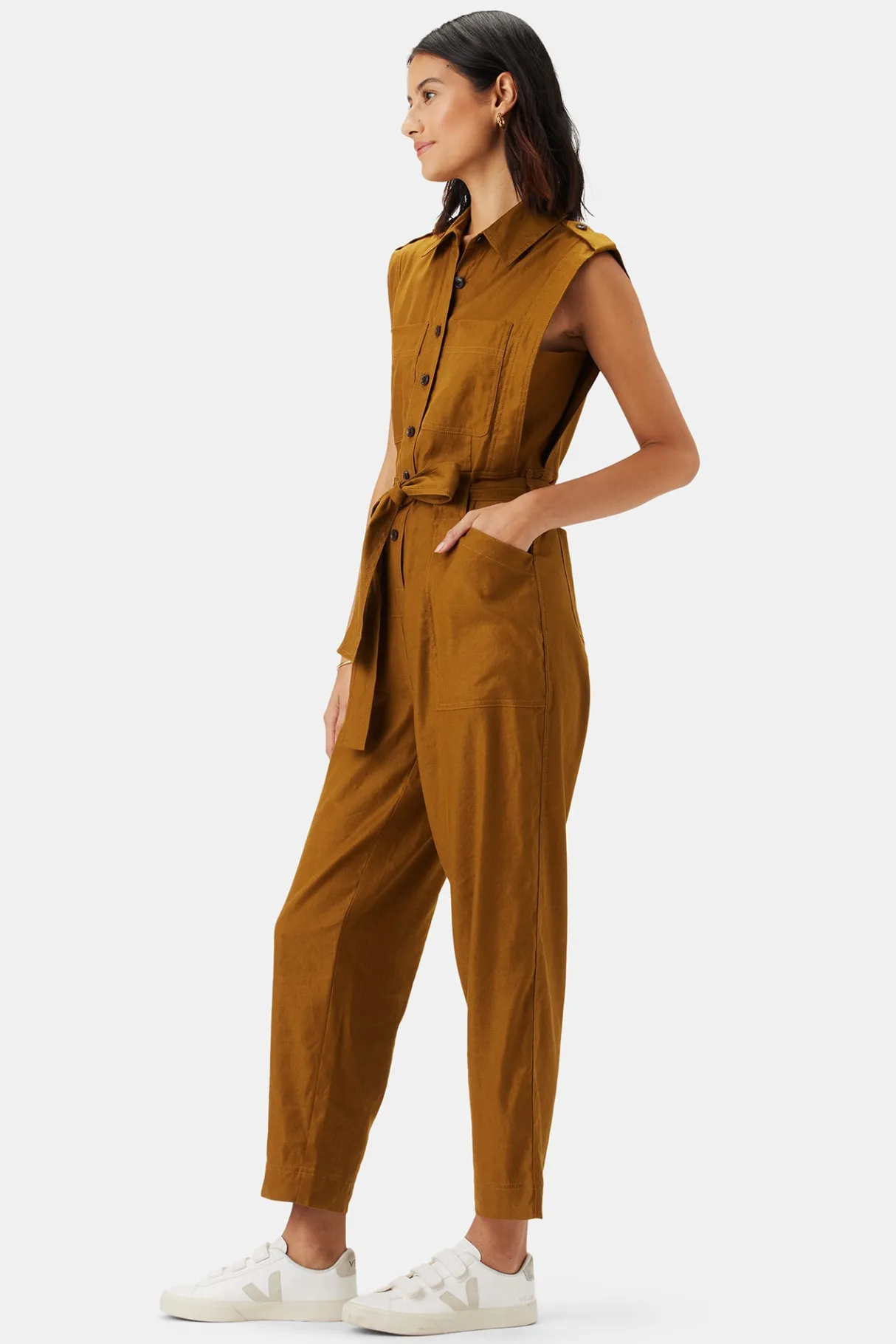 Amour Vert Sienna Femme Fete Stretch Jumpsuit SpiceBrown Sale