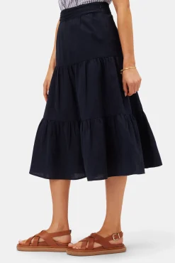 Amour Vert Silas Cotton Linen Skirt NavyBlue Best