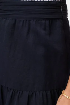 Amour Vert Silas Cotton Linen Skirt NavyBlue Best
