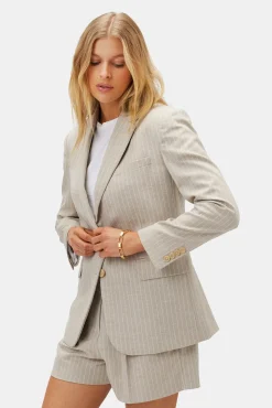 Amour Vert Slim Tobie Blazer SanDiegoStripeNatural Clearance