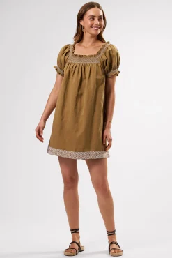 Amour Vert Smocked Embroidery Dress ElmWhiteEmbroidery Clearance