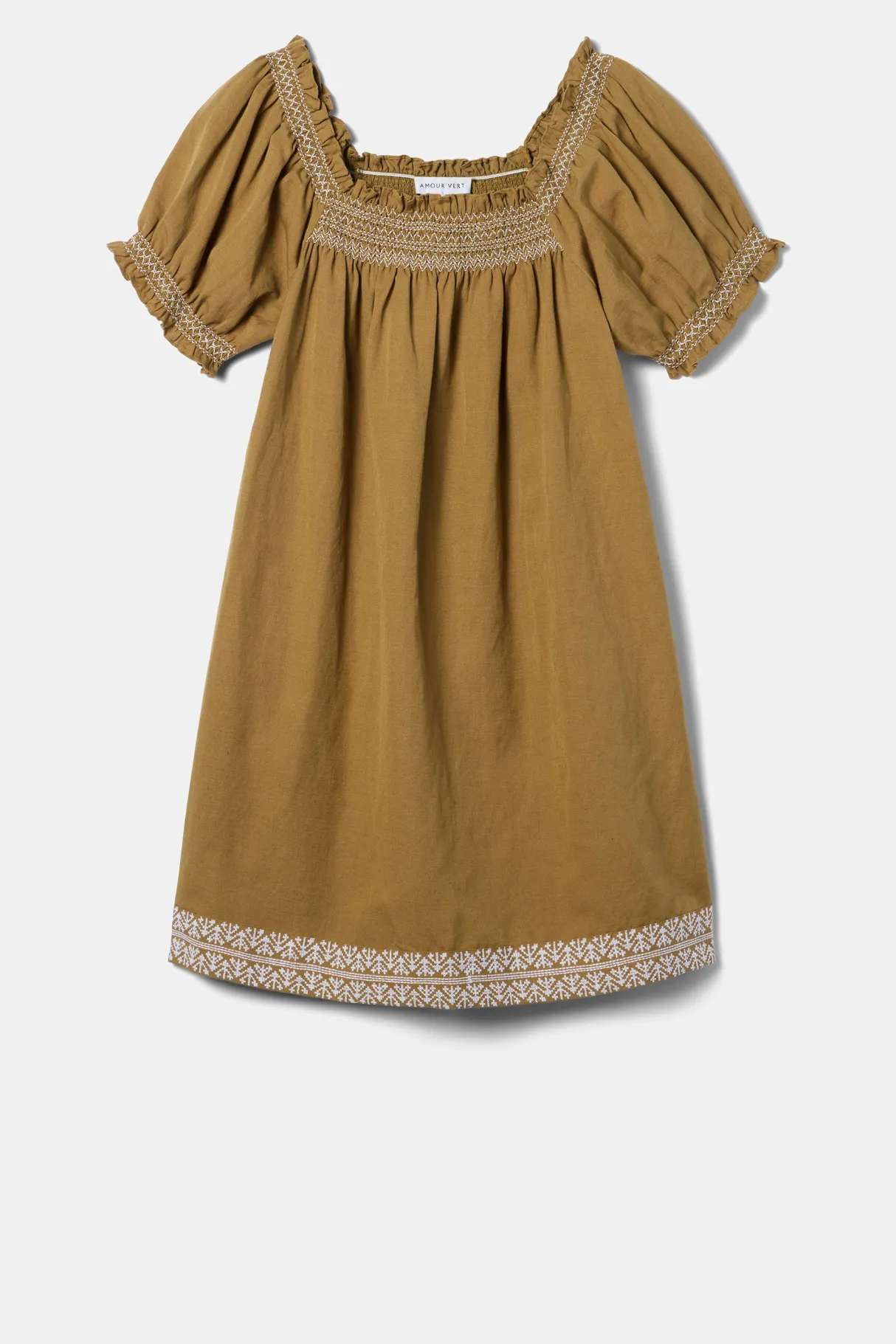 Amour Vert Smocked Embroidery Dress ElmWhiteEmbroidery Clearance
