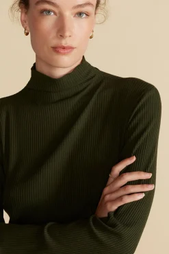 Amour Vert Solange Paris Rib Dress OliveGreen Hot
