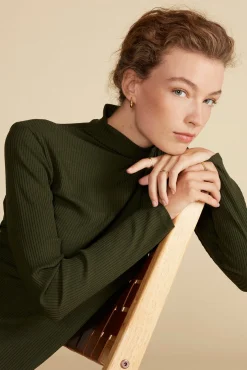 Amour Vert Solange Paris Rib Dress OliveGreen Hot