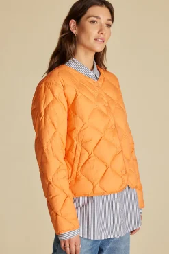 Amour Vert Solene Quilted Puffer Jacket ApricotOrange Fashion