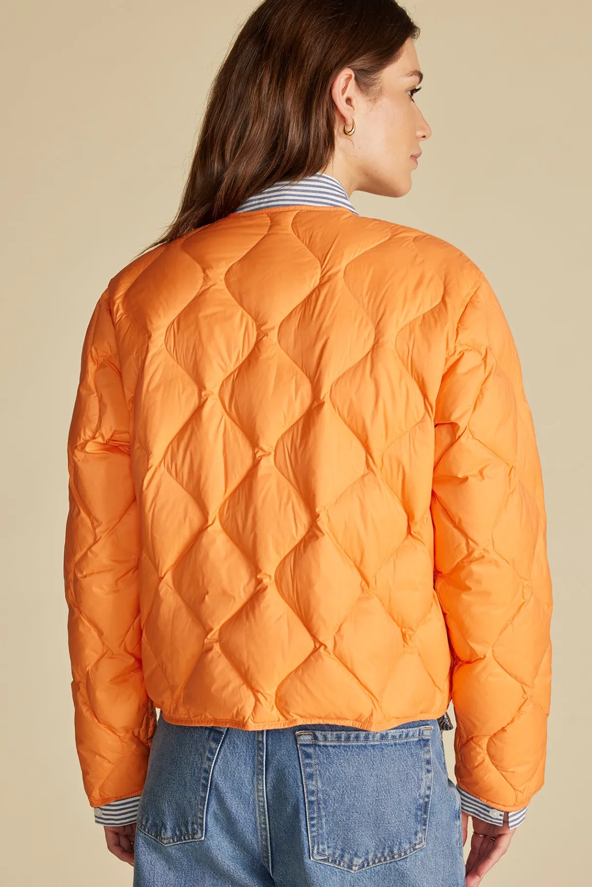 Amour Vert Solene Quilted Puffer Jacket ApricotOrange Fashion