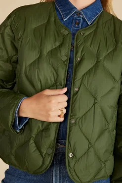 Amour Vert Solene Quilted Puffer Jacket OliveGreen Fashion