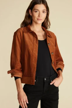 Amour Vert Spencer Corduroy Trucker Jacket AlmondBrown Best