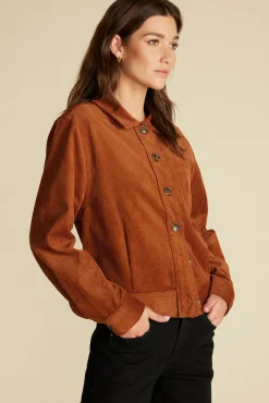Amour Vert Spencer Corduroy Trucker Jacket AlmondBrown Best