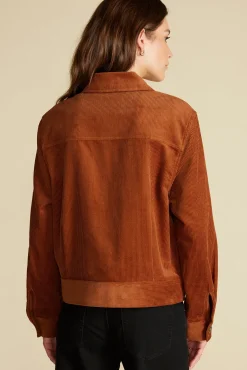 Amour Vert Spencer Corduroy Trucker Jacket AlmondBrown Best