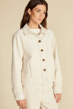 Amour Vert Spencer Corduroy Trucker Jacket Ivory Online